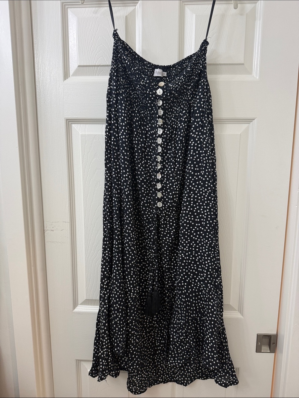 Navy/Black Polka Dot Button-Front Maxi Skirt